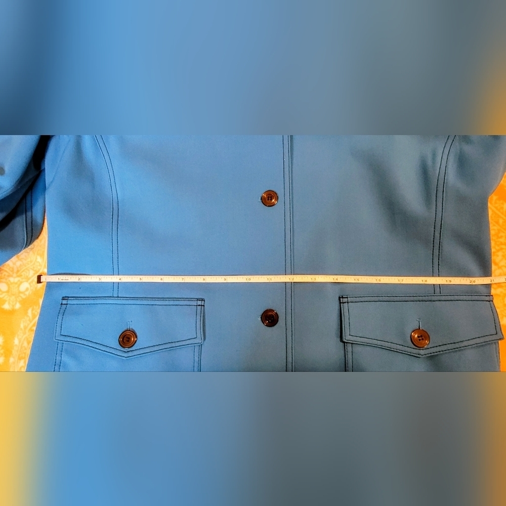 Alfred Dunner Blue Trench Coat Thick/Lined With Black Stitching And Pockets... - Picture 11 of 12